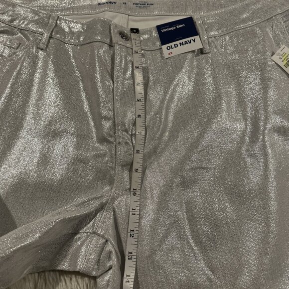 Old Navy womens NWT OG Loose Fit Jeans icicle shimmer 22 stretch - Picture 10 of 14
